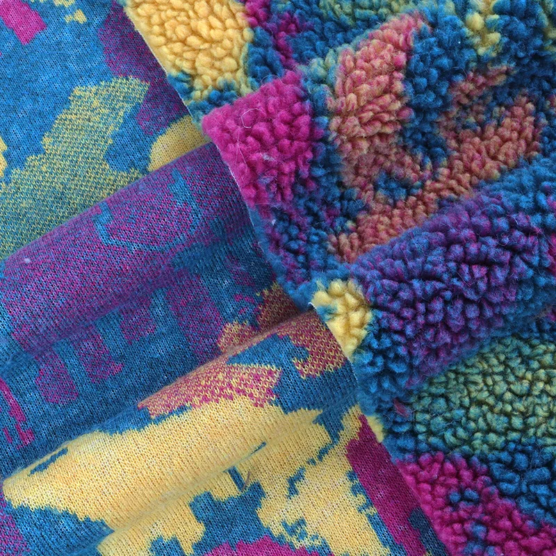 Tissu jacquard en laine d'agneau granulaire, vêtements d'automne et d'hiver, oreiller en soie, jouet, canapé, tissu textile pour la maison, patchwork, 1 mètre