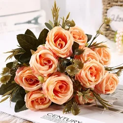 Elegant Silk Rose Bouquet for Weddings and Home Decor (Orange)
