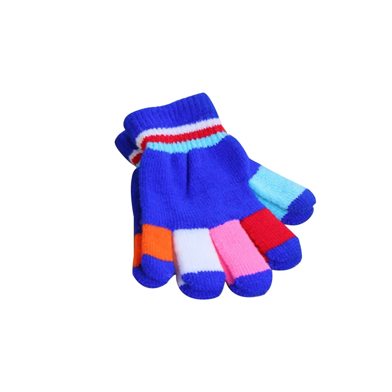 Winter Kids Knitted Gloves Rainbow Stripe Boys Girls Warm Mittens Autumn Colorful Children Elastic Full Finger Glove