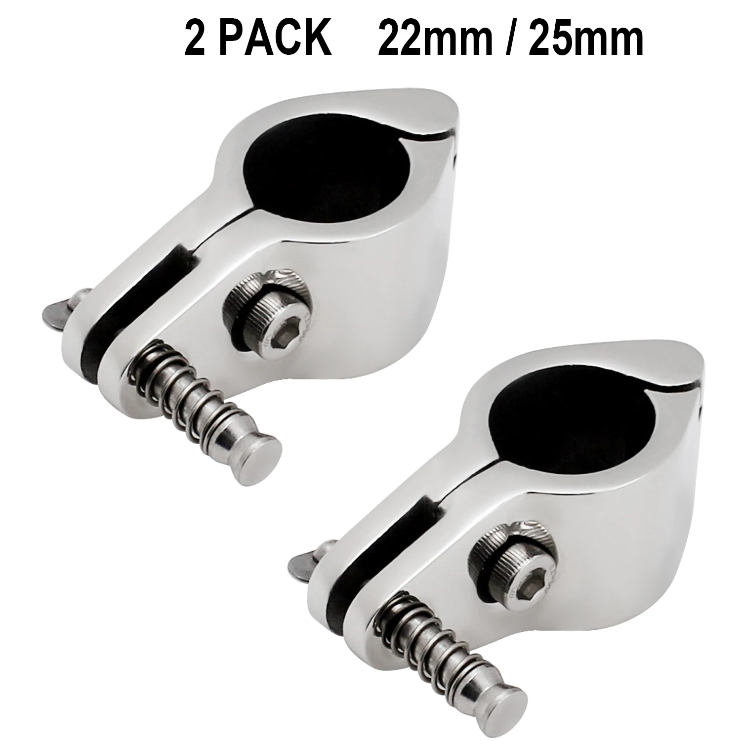 Kit Ferramenta Per Bimini Top In Acciaio Inox 316 – 2 Ganasce Incernierate Scorrevoli Per Barche E Yacht – Misure 22-38 Mm