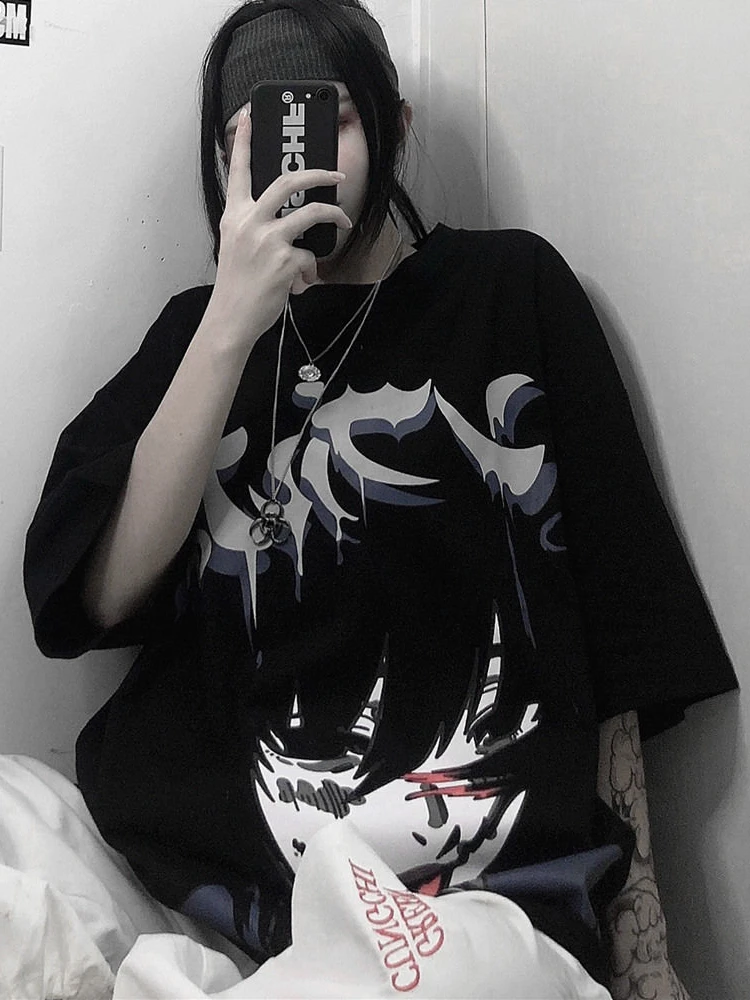 Anime japonês kaneki ken topos y2k tóquio ghoul camiseta feminina punk  harajuku dark cartoon tees streerwear S-2XL roupas femininas