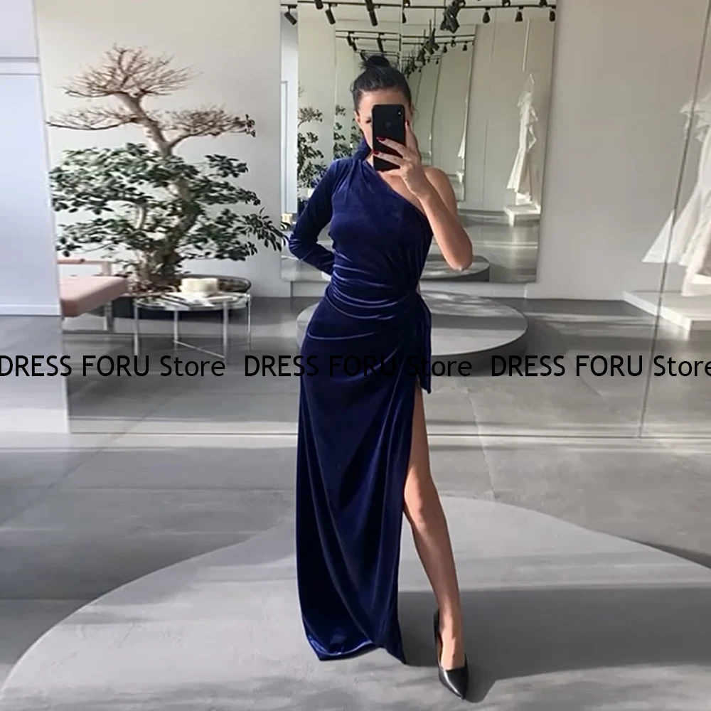 

Вечернее велюровое платье Pmwrun для женщин, асимметричное платье на одно плечо, с высоким разрезом, длиной до пола, официальное свадебное платье, 2023