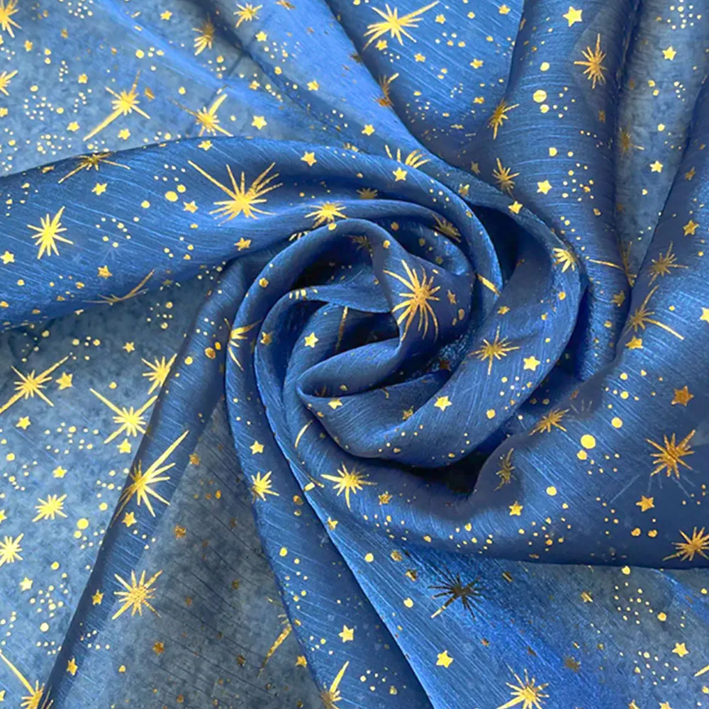 Glitzernder, schimmernder, bronziertes Sternen- und Mond-Organza-Gewebe, vergoldeter Krepp-Tüll für DIY-Nähprojekte, Hochzeits- und Geburtstagsfeier-Hintergrunddekoration – Detail 1