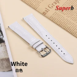 Luxurious Calfskin Leather Watch Strap with Slub Texture - Universal Watchband Accessory - 20mm (WHITE)
