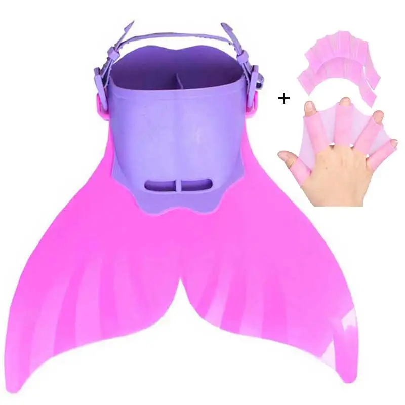 Child Mermaid Tail Flippers Monofin Boys Girls Pool Beach Hand Fins For Swimming Little Mermaid Swim Tail mermaid swim tail