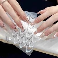 1pcs French Gradient Nail Sticker 3D 14colors Crescent Design Nail Decal Stencil Manicure Guides For Girl Nail Slider Decoration 1