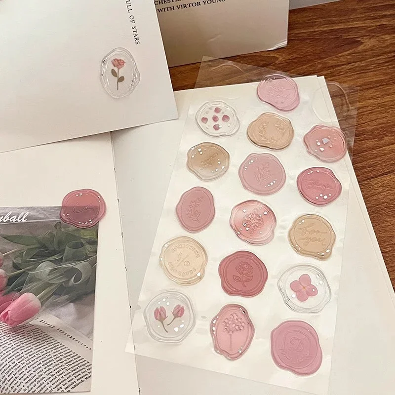 18pcs/set Wax Seal Stamp Shape Stickers Card Making Envelope Sealing Stickers Scrapbook Journal Planner Decorations Stationery