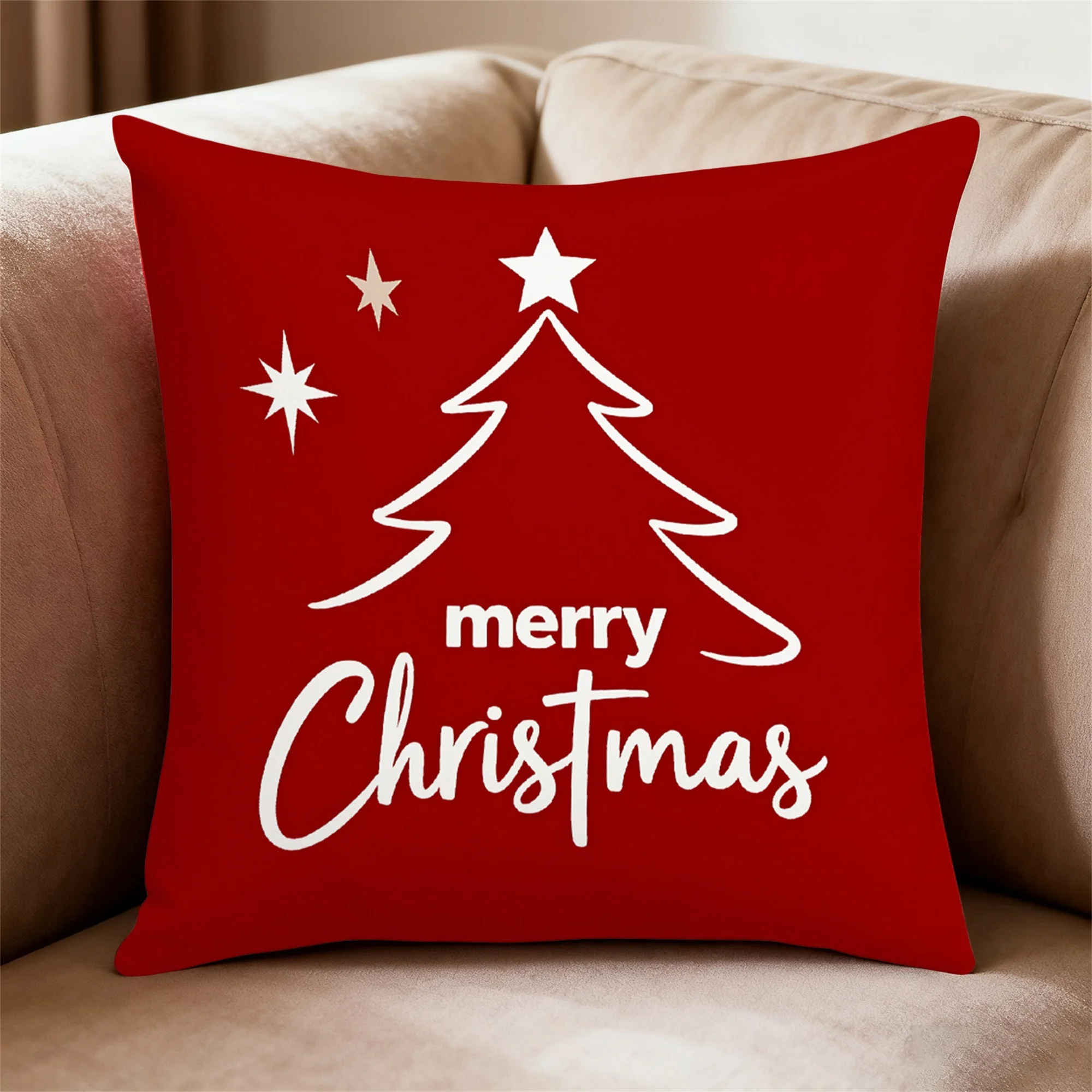 Christmas Pillow Covers Vintage Santa Claus Reindeer Snowman Print Cushion Covers Festive Holiday Pillow Cases for Home Decor