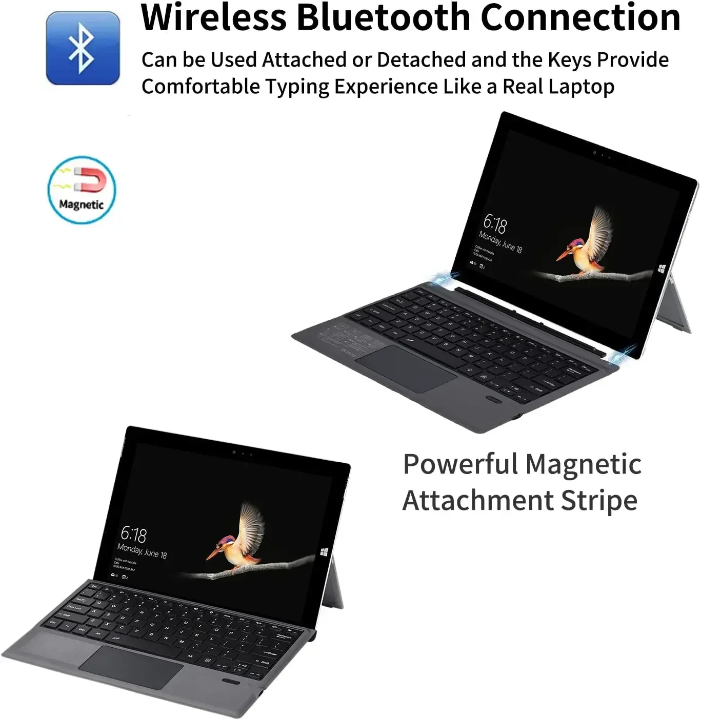 Trackpad Keyboard Bluetooth Wireless for Microsoft Surface Pro 3 4 5 6 7 Go 1 2 3 Business Travel