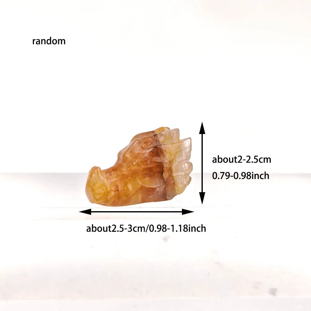 天然水晶ゴールデンヒーラーミニドラゴンヘッドスカル型彫刻