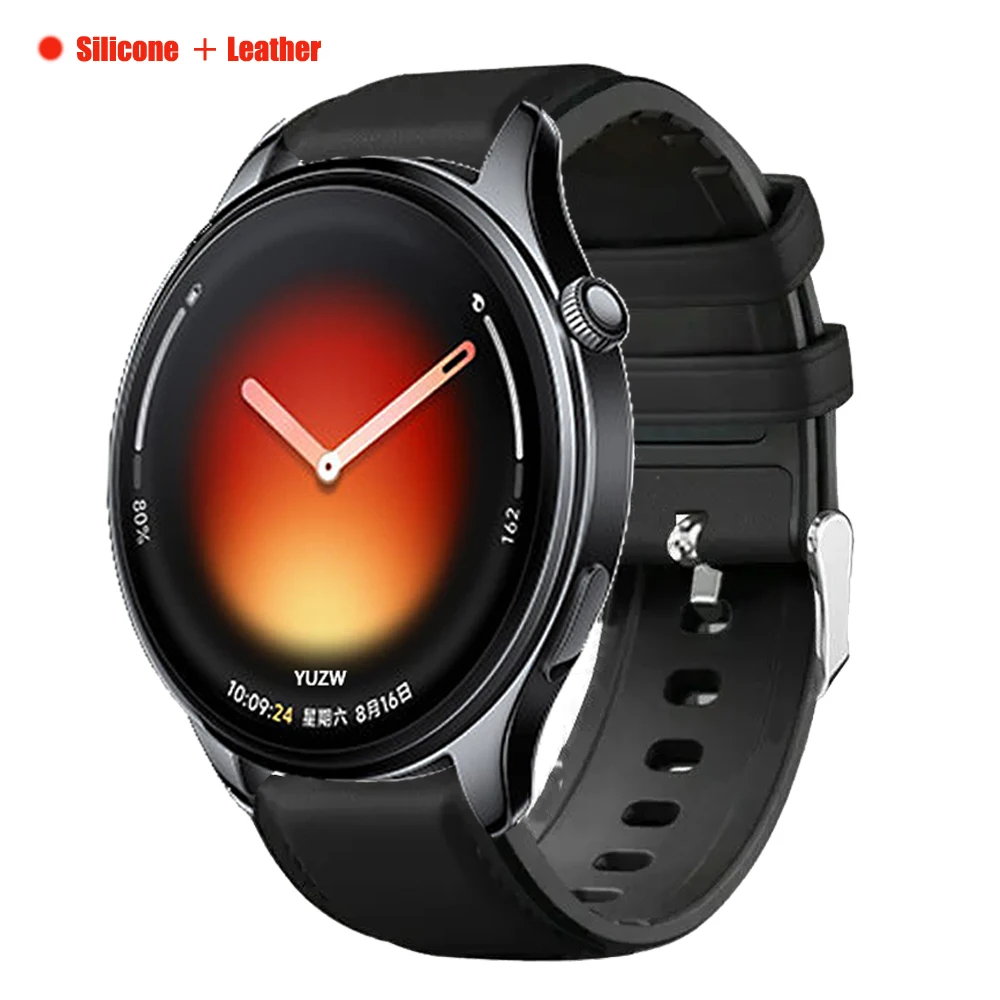 Premium 22mm Leather Silicone Watch Band - Compatible Replacement Bracelet Correa
