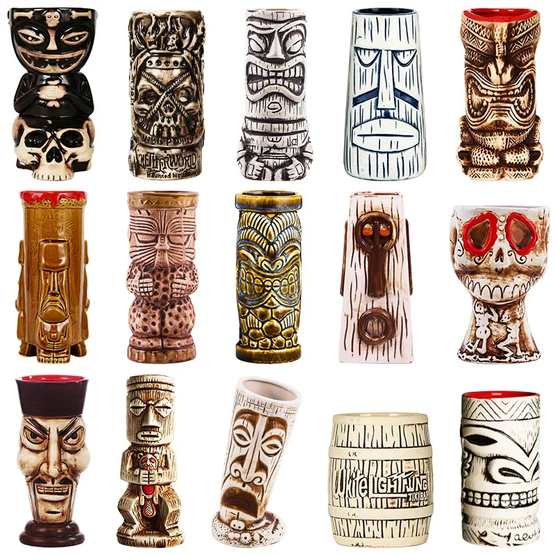Hawaii Easter Island Tiki Mugs ceramic drinking cup ceramic cup ceramic mug beer mug Creative Porcelain Beer Wine Mug Beer Wine Cocktail Party Cup Bar Tool 300-700ml