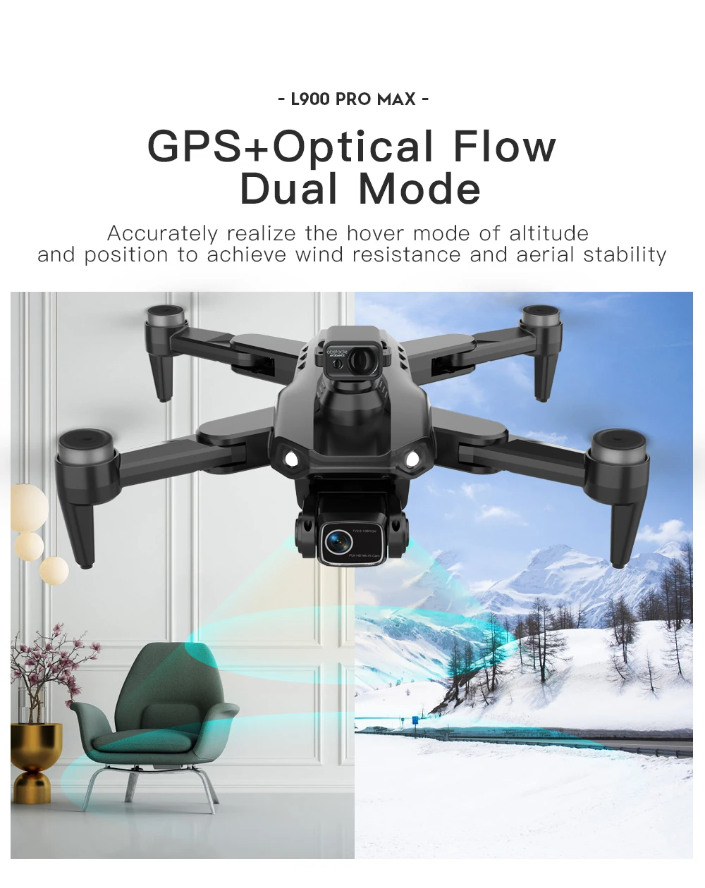 Drone L900 Pro Max 8K avec caméra, 3 batteries, GPS, pliable