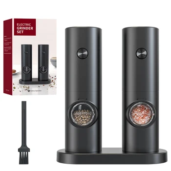 1pcs/2pcs Electric battery Automatic Salt And Pepper Grinder Set Rechargeable Gravity Spice Mill Adjustable Kitchen Tools