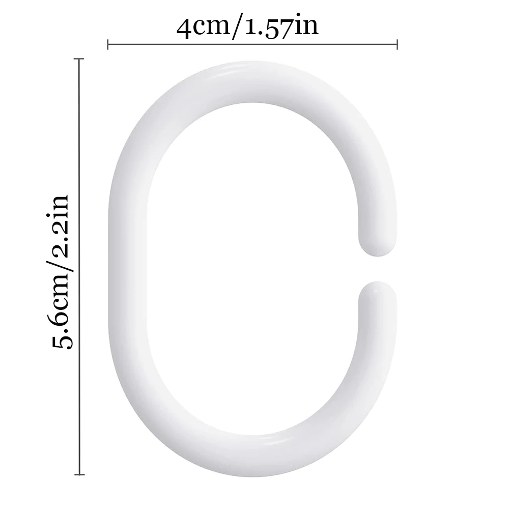 12 piece Plastic Shower Curtain Hook Ring C-shaped Ring Shower Curtain Clips