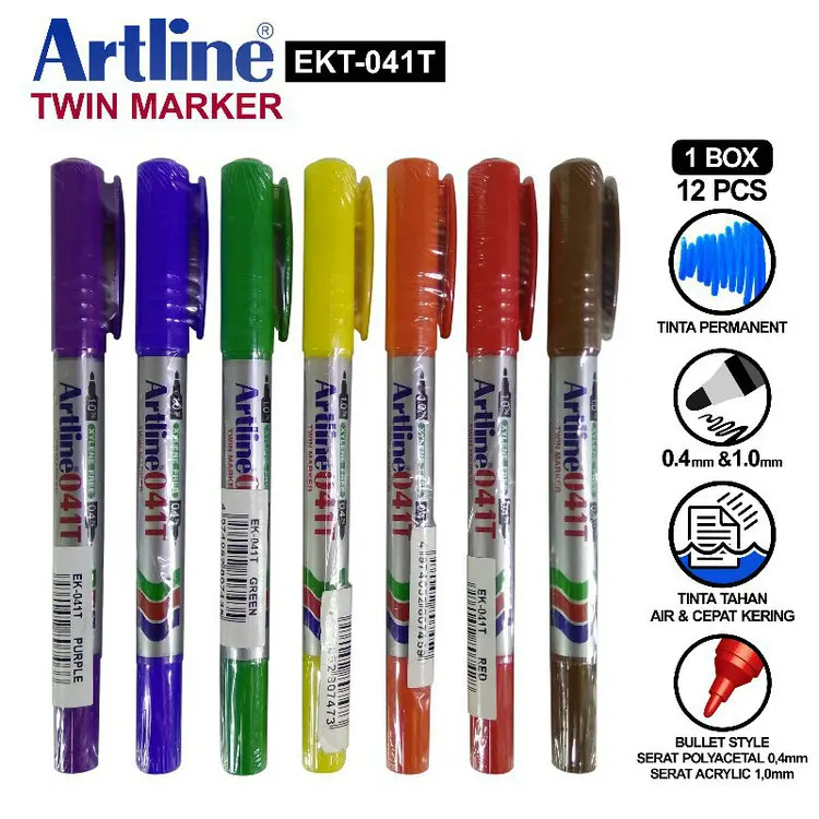Japan Artline EK-041T oil-based small double headed marker pen waterproof quick drying and non fading