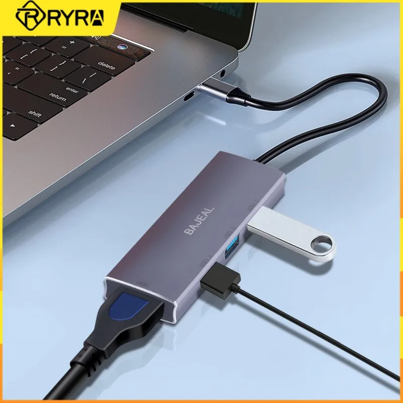 

Док-станция RYRA 4 в 1 Type-C 4K HDMI-совместимый HD хаб для ноутбука MacBook 4-портовый расширенное подключение к нескольким устройствам