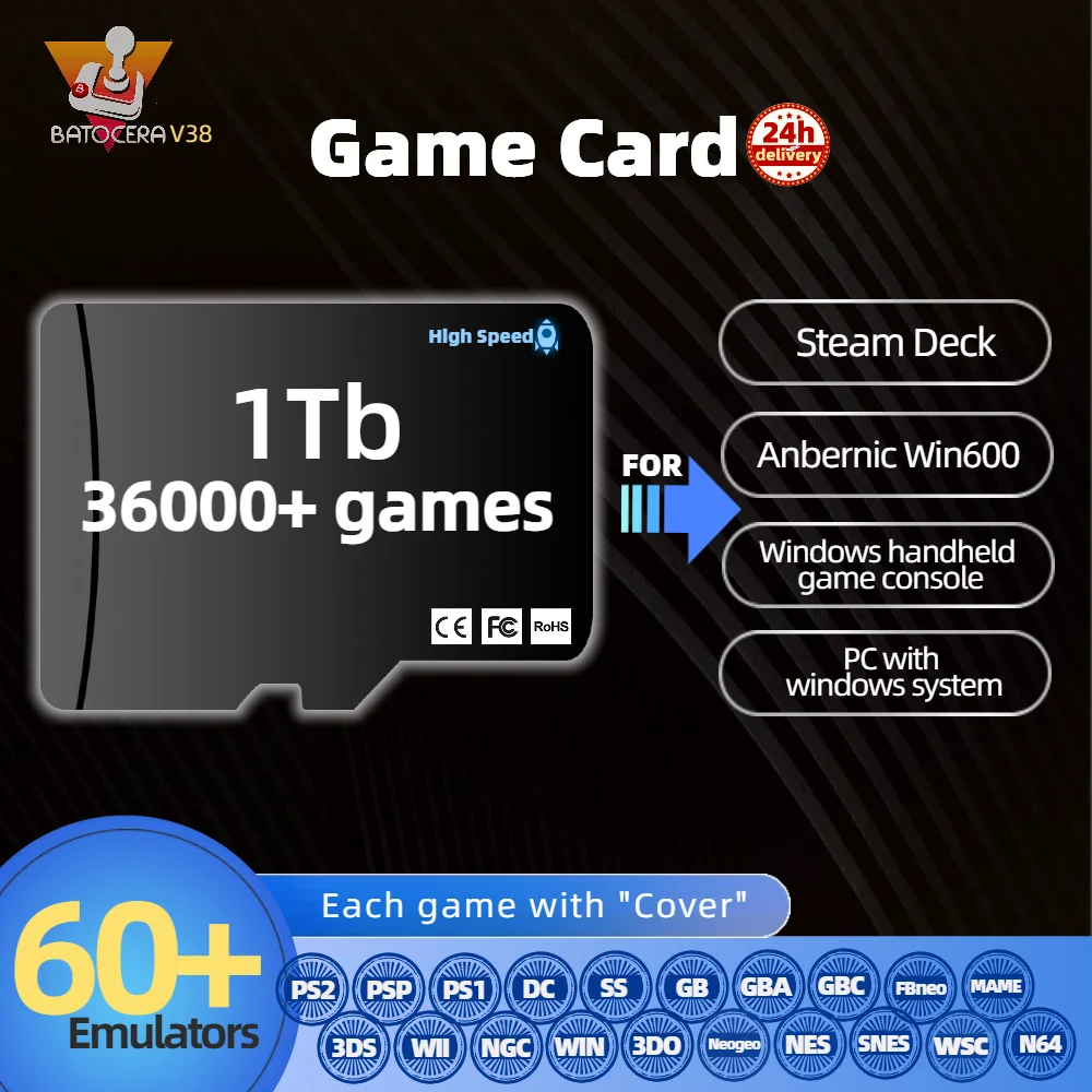 Tf Game Card Ssd Flash Usb Per Windows Portatile Steam Deck Win600 Giochi Di Memoria Per Pc Plug & Play Ps2 1T 512G 2T Batocera V38
