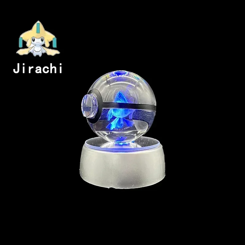 Pokemon Crystal Ball New types Flygon Garchomp Feraligatr Pokémon Engraving Model with LED Light Base Kids Gift Collectable