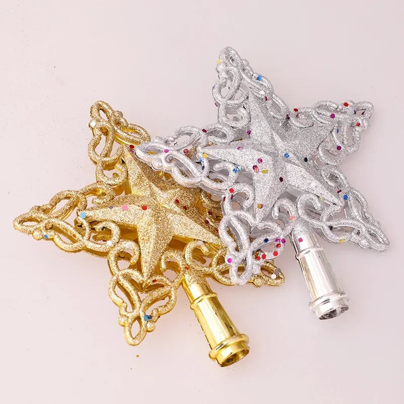 Christmas Tree Top Glitter Gold Silver Star Xmas Tree Snowflake Ornaments Christmas Decoration For Home Natal New Year christmas tree decoration,christmas star decoration