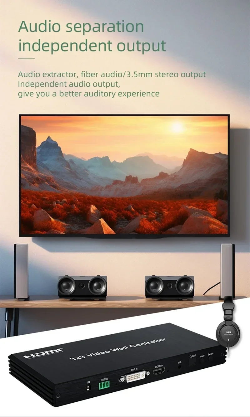 Фото 3x3 настенный видеоконтроллер HDMI 1x2x2 2x3 2x4 1x3 1x4 1x5 1x6 2 3 4 5 6 8 9 настенный Телевизор комбинированная коробка, многоэкранный комбинированный процессор №5