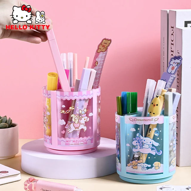 Hello Kitty Pen Holder Desktop Storage Detachable Cartoon Holiday Gift  Large Capacity Makeup Brush Box Learning