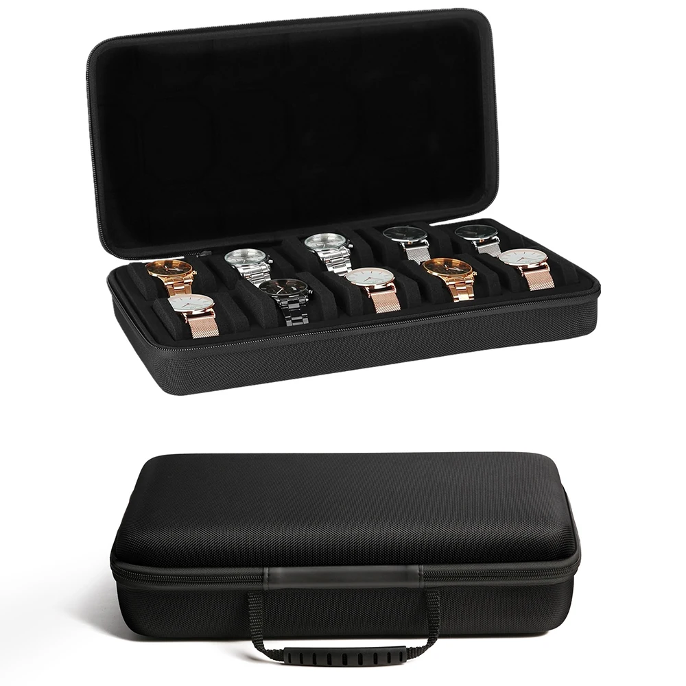 Portable Watch Storage Box Travel Zipper Case Watch Box 10 Slots Display Holder Organizer Case For Smartwatch Wristwatch watch storage box watch display stand