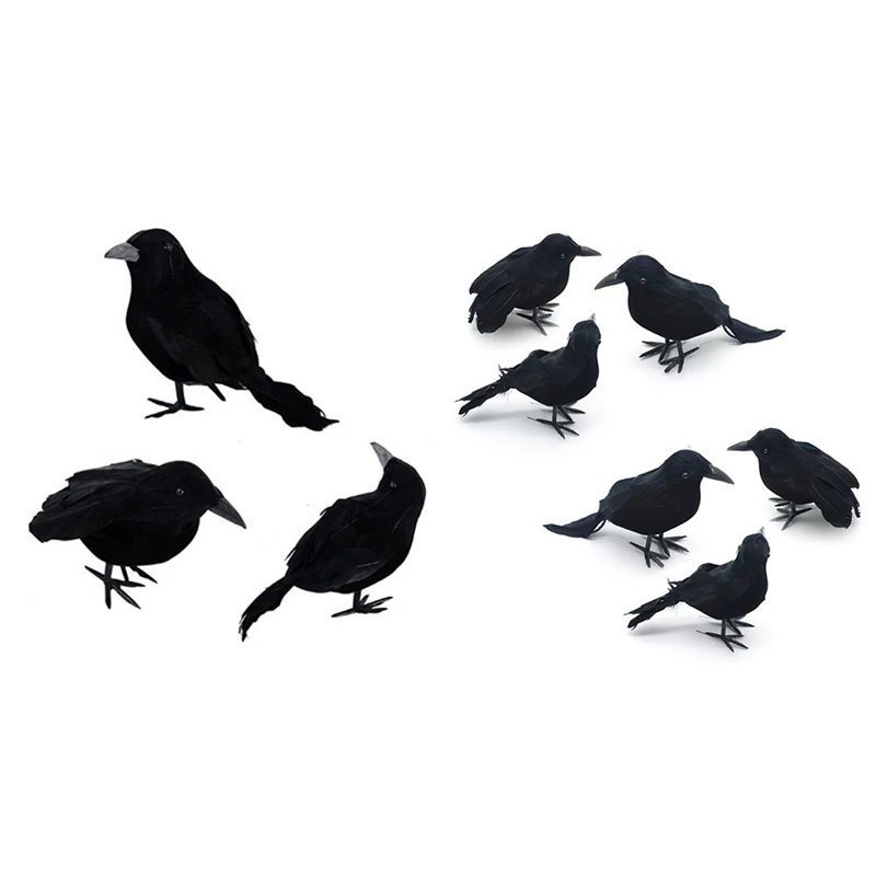 Simulazione Black Crow Animal Model Artificial Crow Halloween Party Decor Black Fake Bird Ravens Prop Decorazione Del Giardino