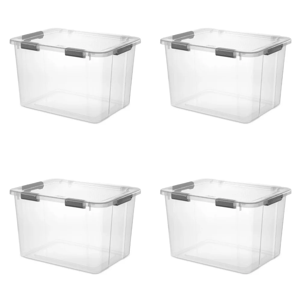 

Sterilite 80 Qt. HingeLID Storage Box Plastic, Flat Gray, 24.00 x 19.25 x 15.12 Inches,Set of 4