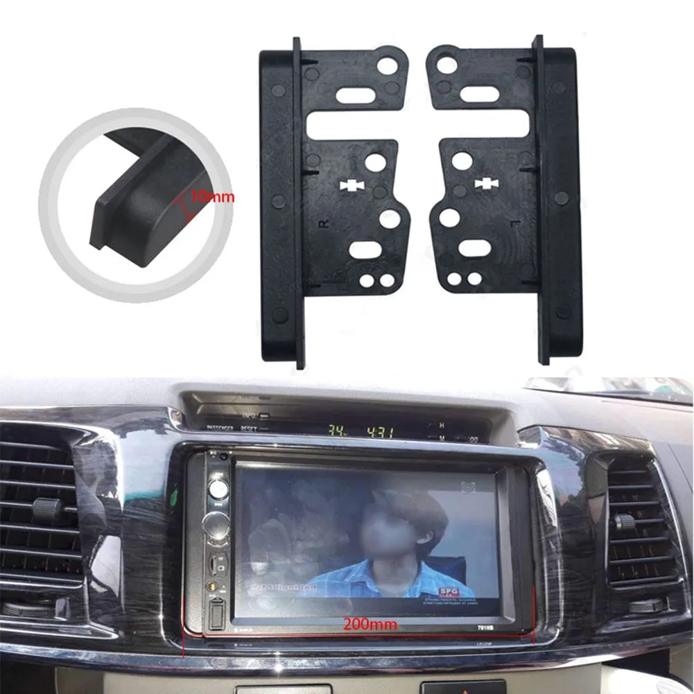 Spacers Stereo Mounting Bracket Stereo 2pcs Black Car DVD Player Double For 200mm Stereo Space For Aftermarket Stere