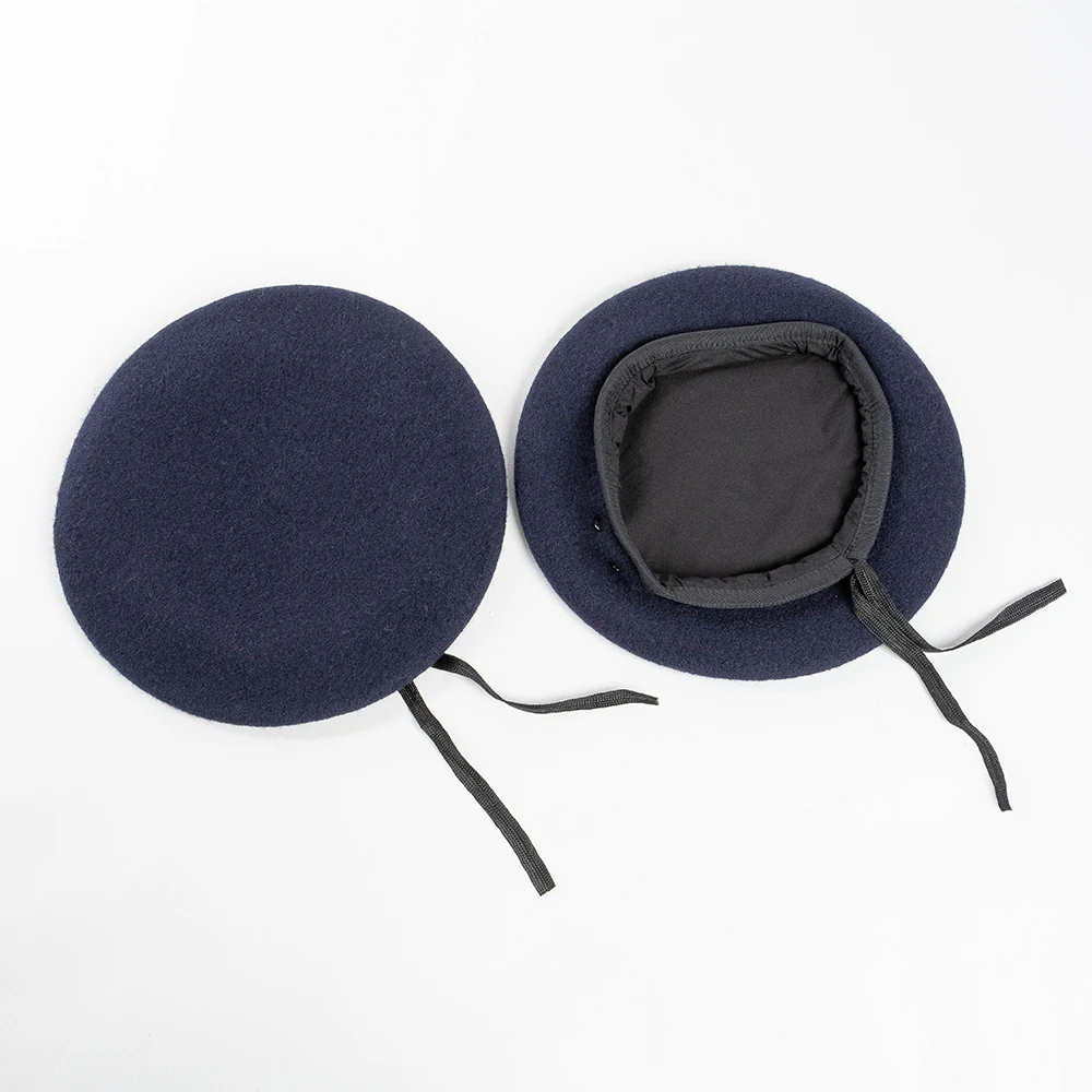 Men Women Unisex Breathable Wool Beret Military Training Camp Guard Soldiers Beret Cap with Adjustable ribbon and eyelet 4