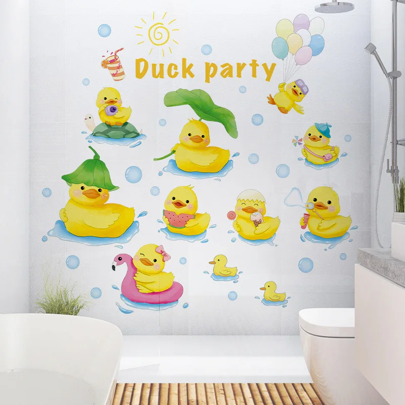 RubberDuckThemedBathroomWallStickerCartoonAnimalDecalforKids