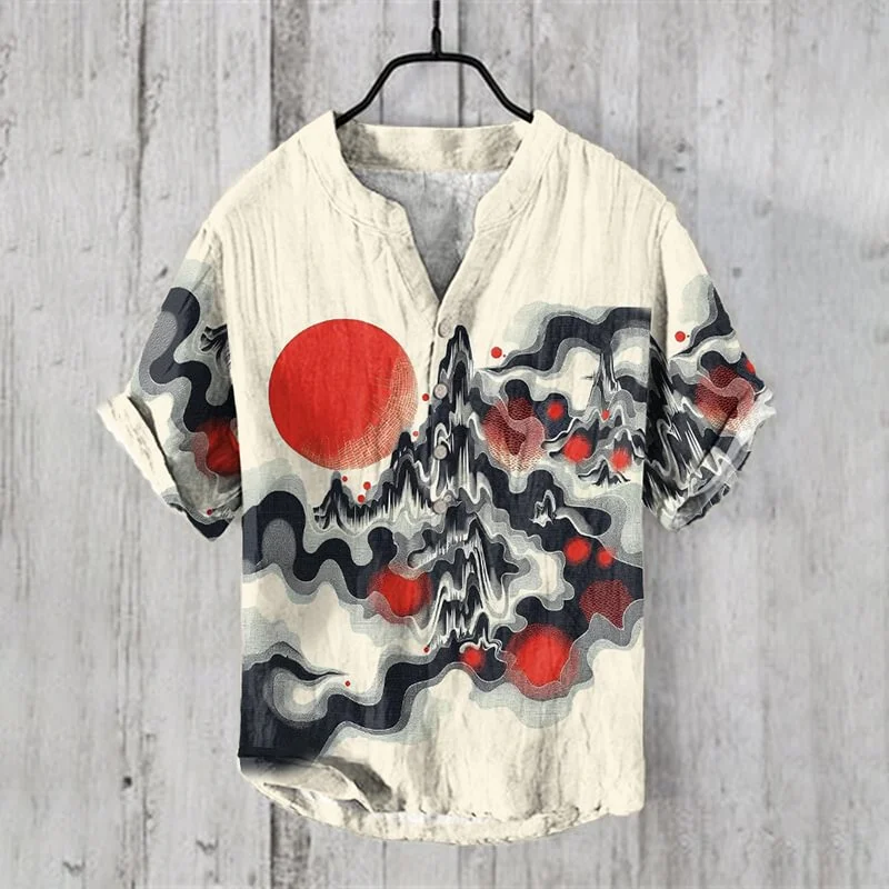 Foreign trade men's clothing animal digital printing monster series Hawaiian shirt men's beach V-neck pullover shirt 5