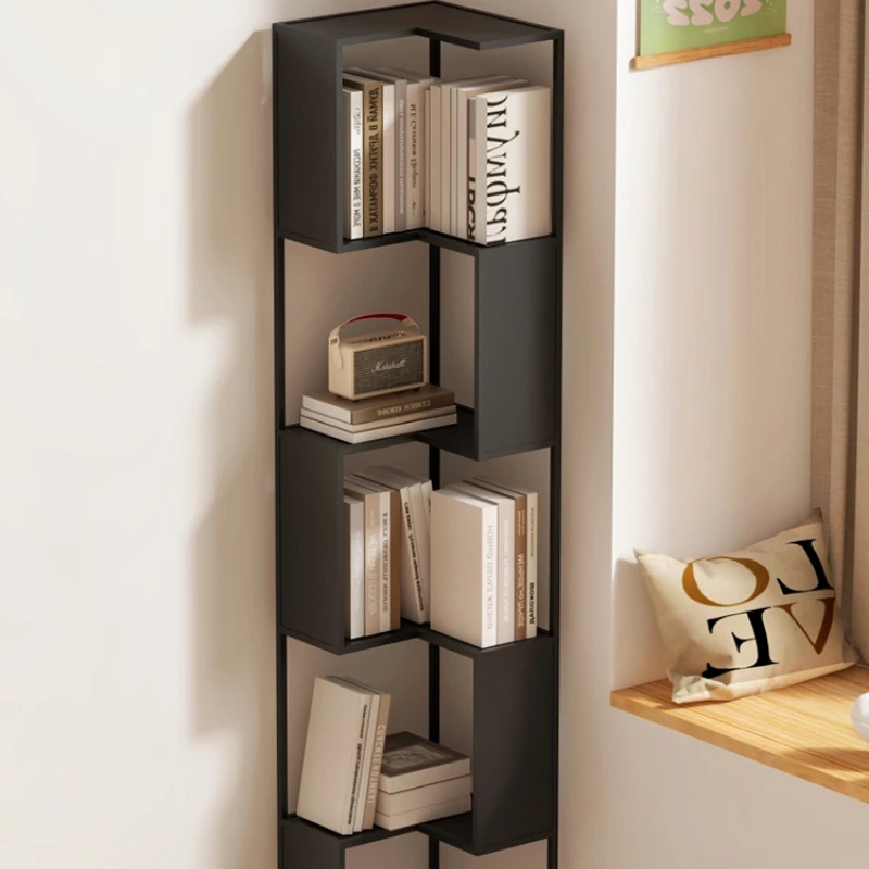 Household living room multi-layer wrought iron bookcase storage rack floor-to-ceiling modern simple vertical corner bookshelf sh