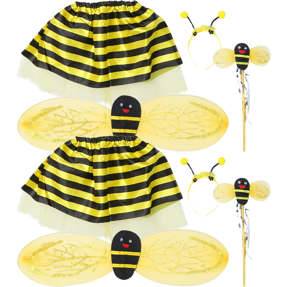 

2 Sets Little Bee Props Performance Clothes Girl Outfits Cosplay Headband Animal