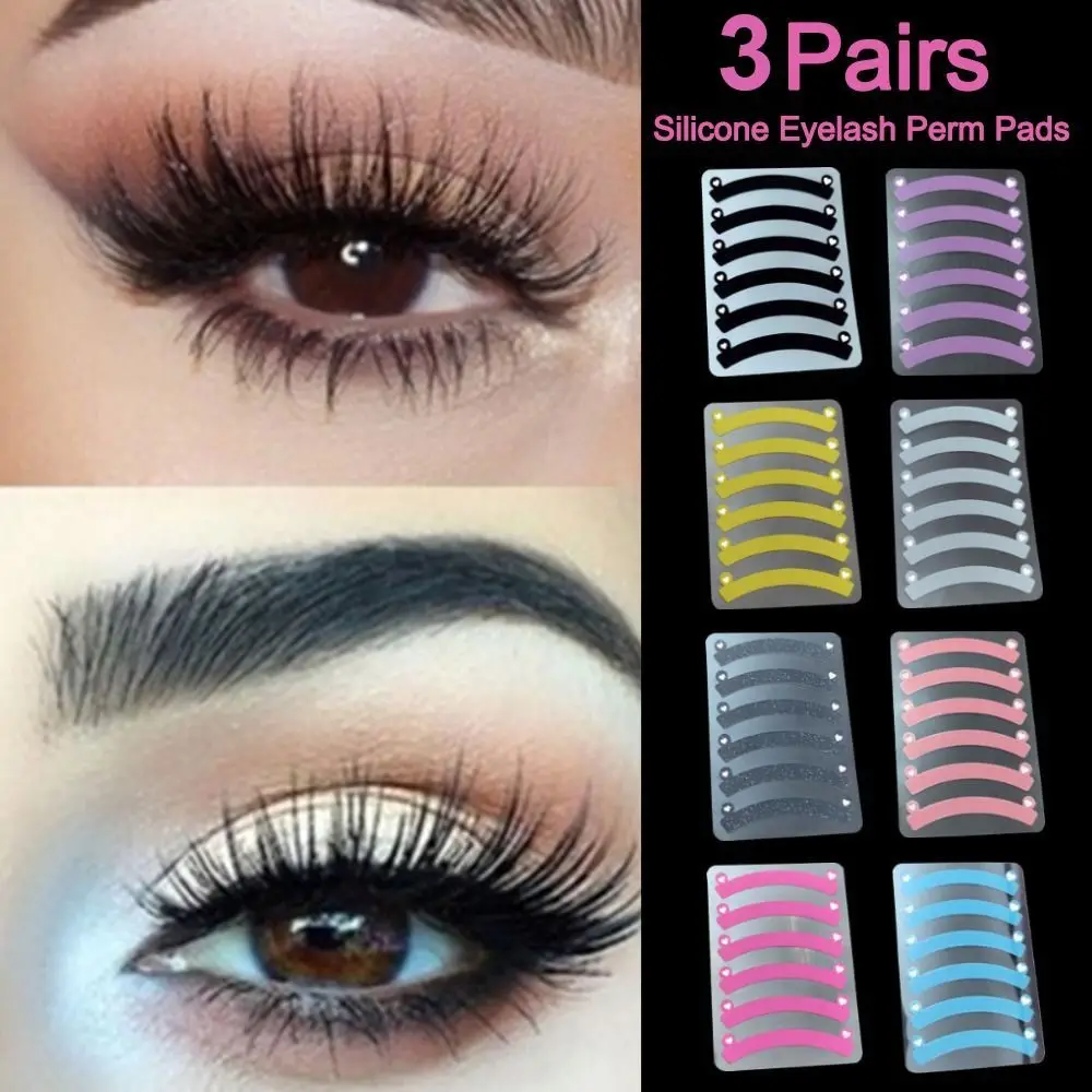 3 Pairs Silicone Eyelash Perm Pads Reusable Eyelash Extension Sticky Lashes Rods 3D Curler Accessories Applicator Tools