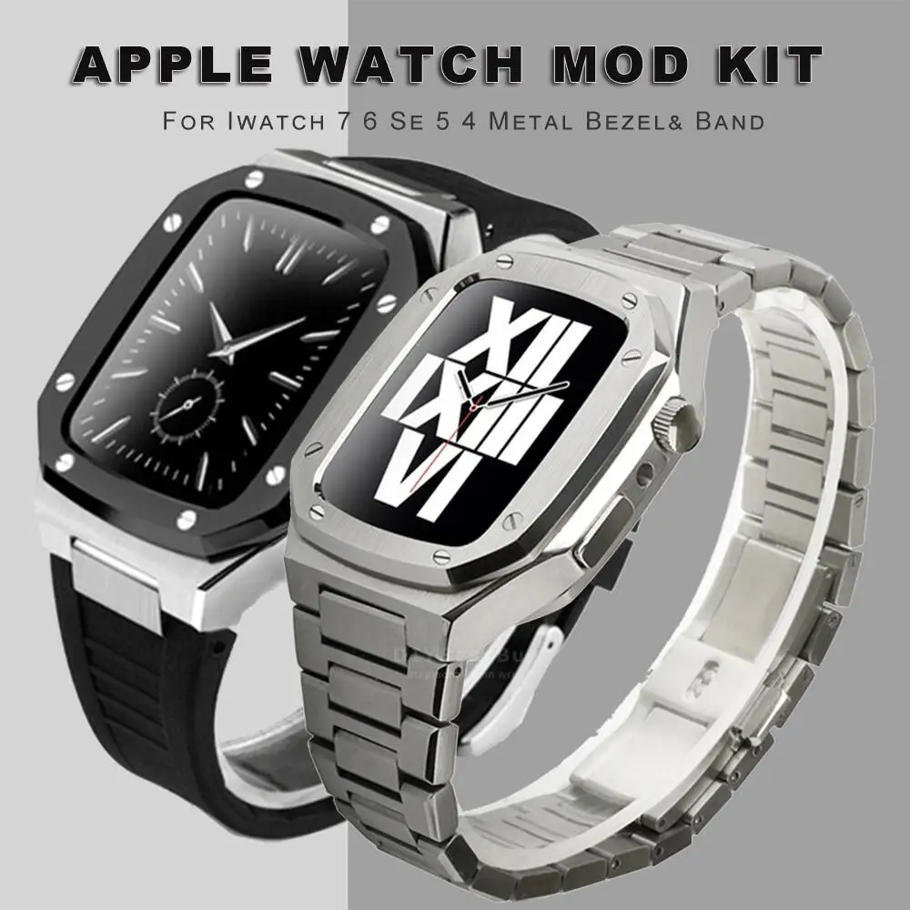 Luxus-Modifikation skit für Apple Watch Case Band 45mm 41mm/40mm 44mm Mod Metall Uhrengehäuse für i Watch Series9 8 7 6 se 5 4