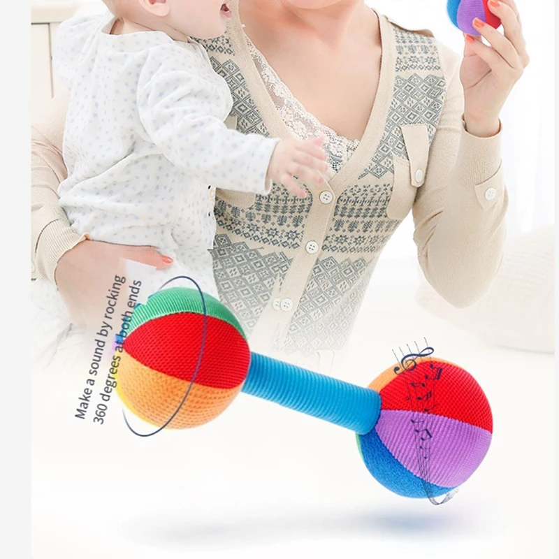2PCS Grasp Training Dumbbell 0-1 Year Old Baby Auditory Perception Training Chewable Sand Hammer Rattle Toy 3