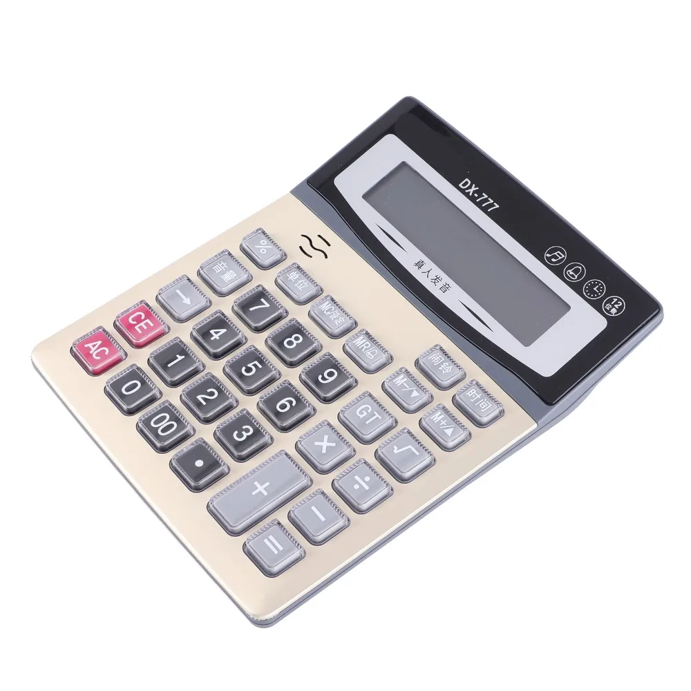 12자리 책상 계산기, 선명한 디스플레이, 음성 판독, 데스크탑 계산기, 시간 표시, 큰 버튼, 기능성 계산기, 가정용
