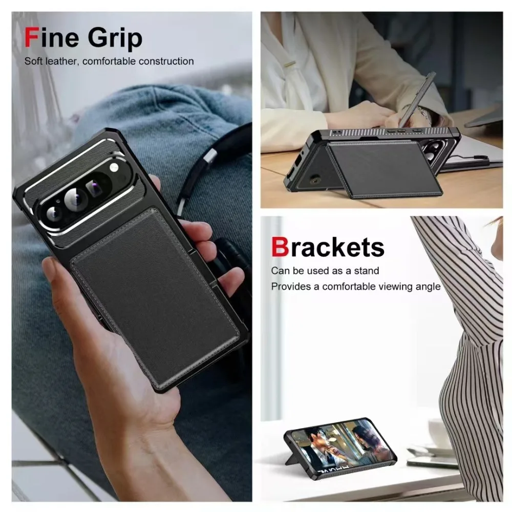 Luxury Leather Flip Wallet Phone Case with Card Holder and Anti-Drop Protection