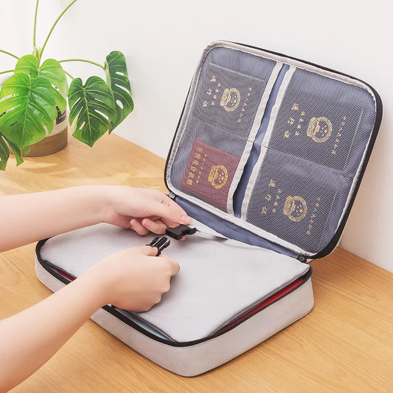 Document Organizer Briefcase A4 File Folder Holder Men's Women's Bag Cover Purse Passport Home Safe Functional File Storage Case