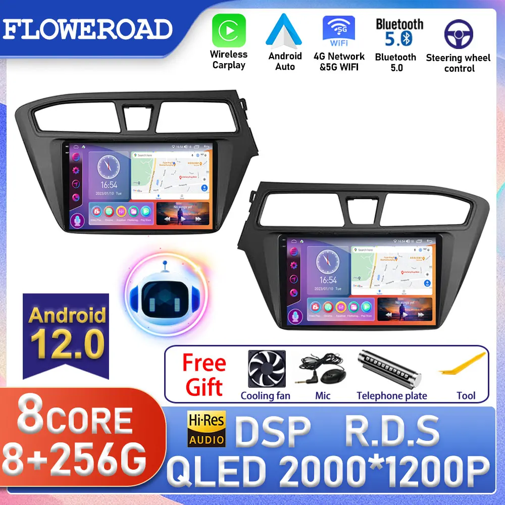 Android Per Hyundai I20 2014 - 2019 Navigazione Multimediale Autoradio Stereo Gps Video Autoradio Player Schermo Monitor Carplay