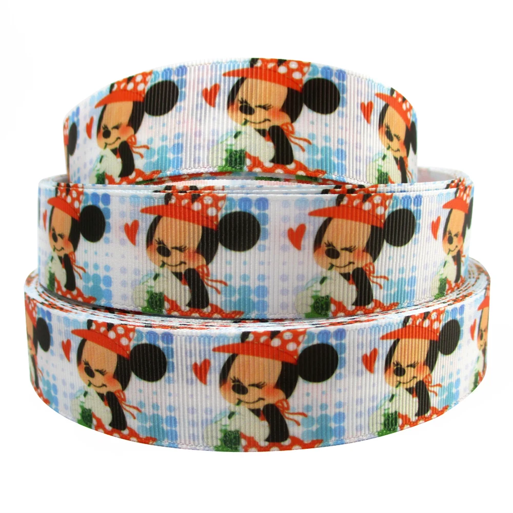 Disney 5 Yards Multi Size Princess Minnie Mouse Printed Grosgrain Ribbon Hairbows DIY Craft Supplies Cartoon Ribbons ribbon decoration,ribbon supplies,grosgrain ribbon