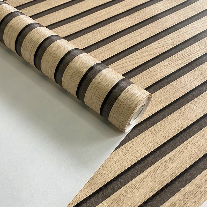 45cm Big Roll Home Decoration Background Wall Desk Cabinet Wallpaper Wood Stripes Waterproof PVC Self-adhesive Wall Stickers 6