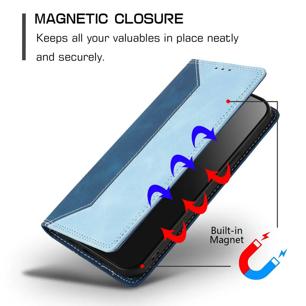 Elegant Magnetic Flip Case with RFID Protection and Leather Finish