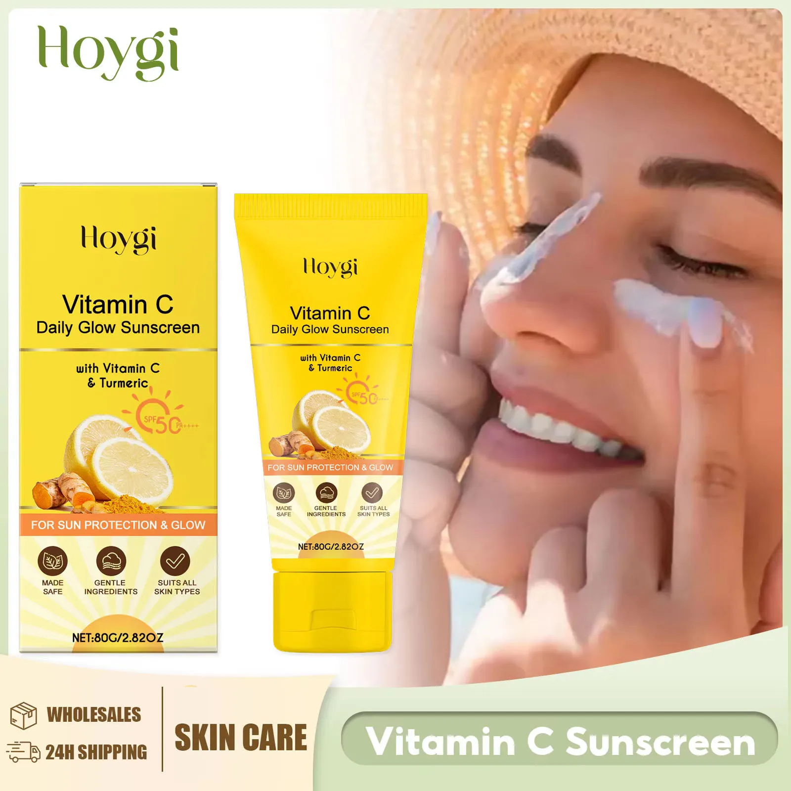 Vitamin C Sunscreen Spf 50+ Even Dkin Tone Brightening Skin Prevent Sunburn Oil Control Fresh Waterproof Nourishing Sun Lotion