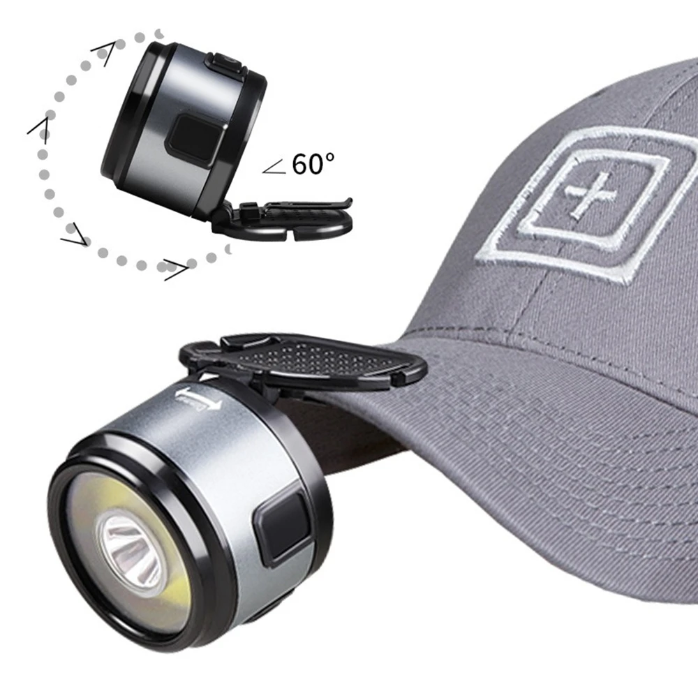 

Mini Hand Free LED Clip on Cap Light USB Rechargeable Waterproof Hat Light Flashlight Headlamp for Fishing Camping Work Lamp