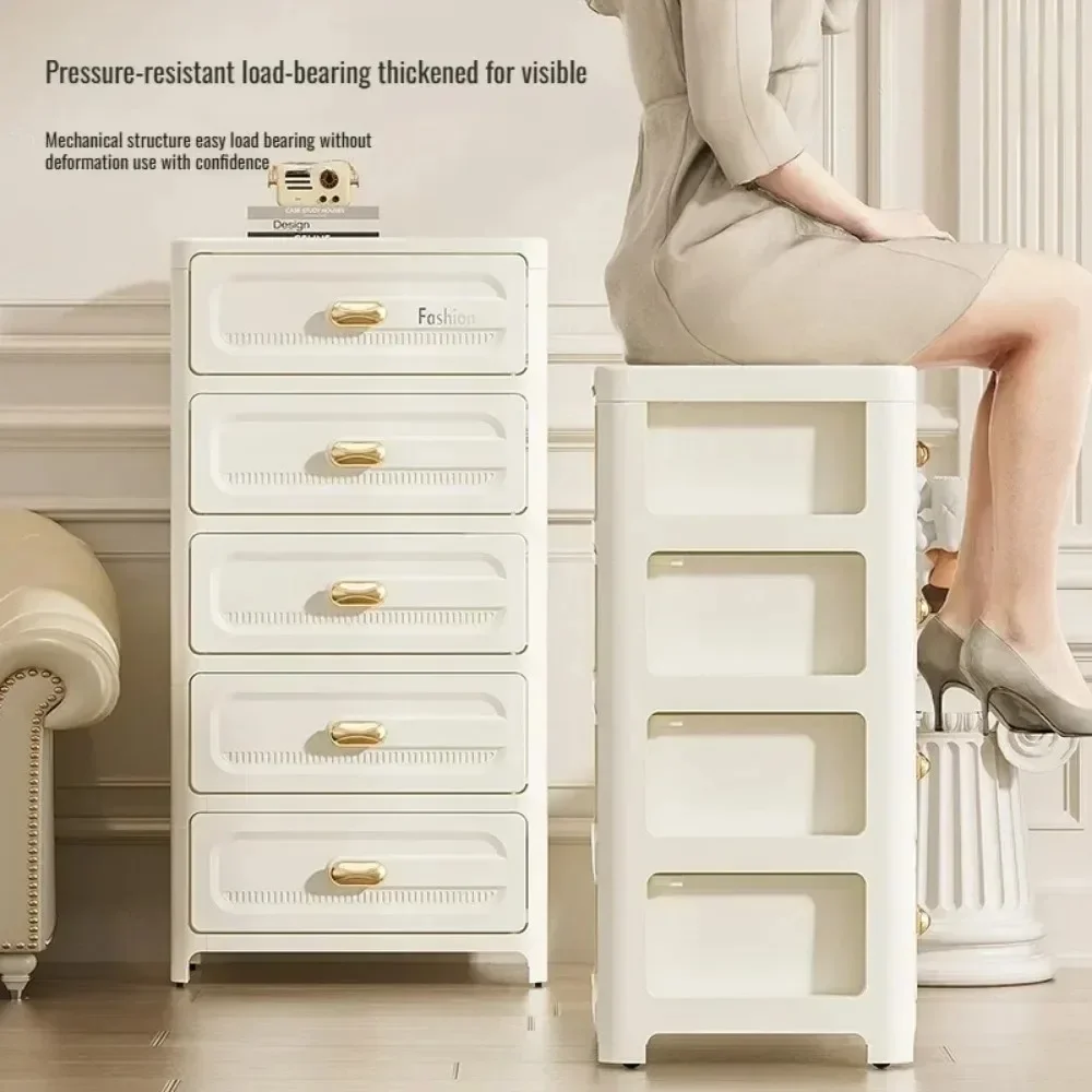 Home Minimalist Storage Cabinet Multi-layer Drawer Style Storage Cabinet Snack Storage Cabinet Home Storage Cabinet with Pulley - Image 5
