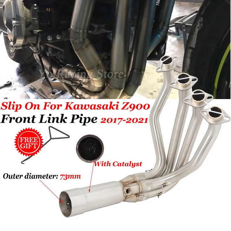 

Slip On For Kawasaki Z900 2017 - 2020 Motorcycle Exhaust Escape Systems Connection Tube Modified Front Link Pipe With Catalys