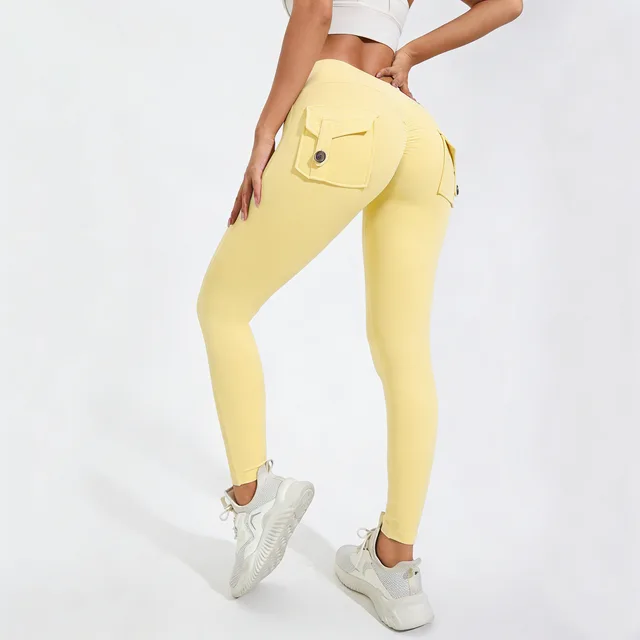 Leggings de sport 2026 pour femme avec poches, taille haute, effet push-up, pour yoga et entraînement, effet seconde peau, XP89